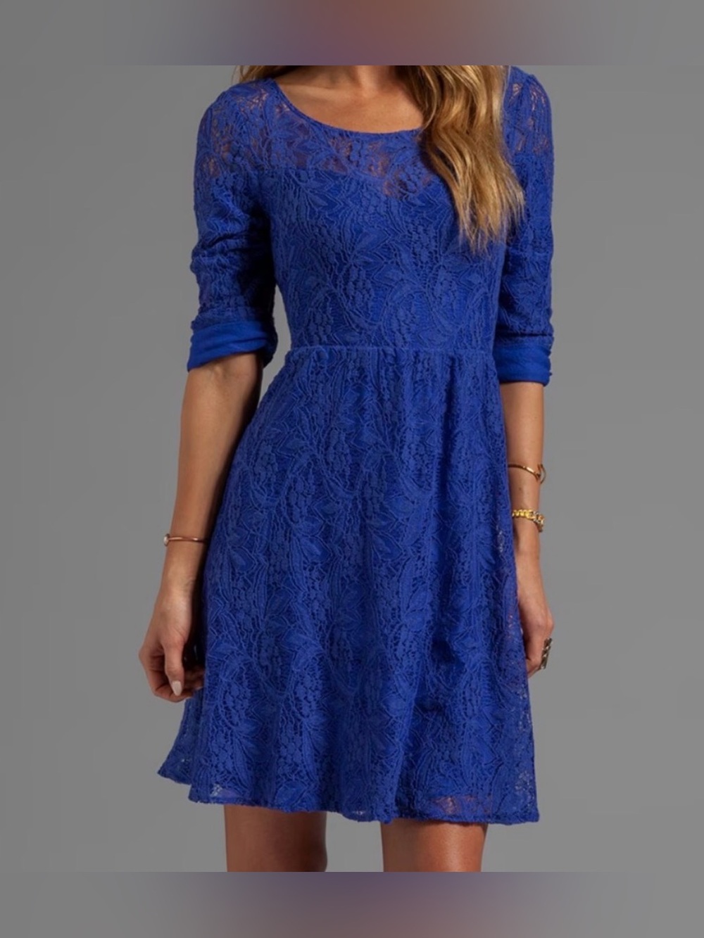 Free People Shake It Up Mosaic Blue Fit & Flare Dress Sz S